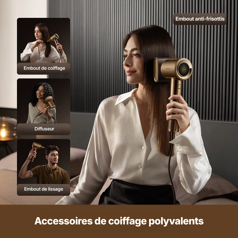 Embouts du Dreame Pilot Smart AI : anti-frisottis, coiffage, diffuseur et lissage