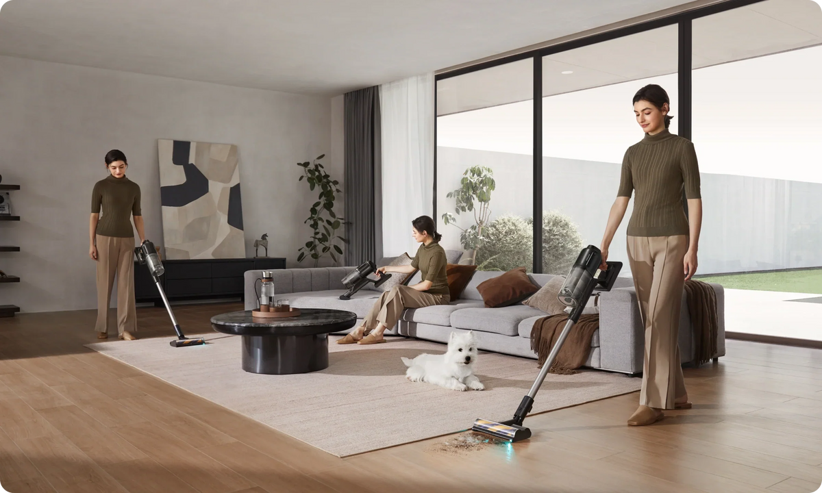Aspirateur Dreame nettoyant une grande pièce